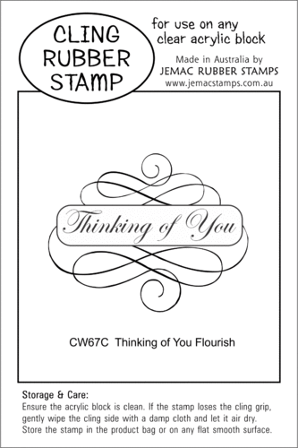 CW67C Thinking of You Flourish - Cling Stamp
