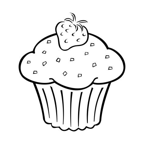 C44D Strawberry Cupcake - Wood Mounted Stamp