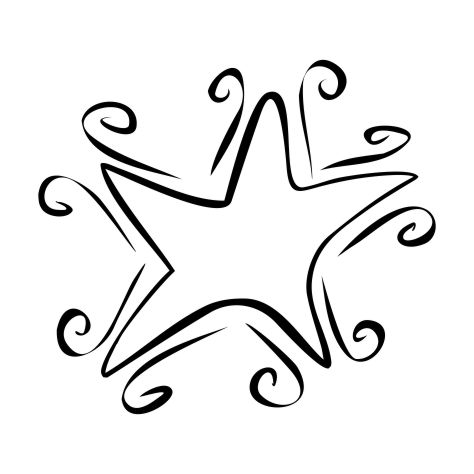 D44D Curly Star - Wood Mounted Stamp