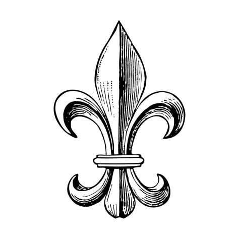 D34B Fleur-de-lis Etched - Wood Mounted Stamp