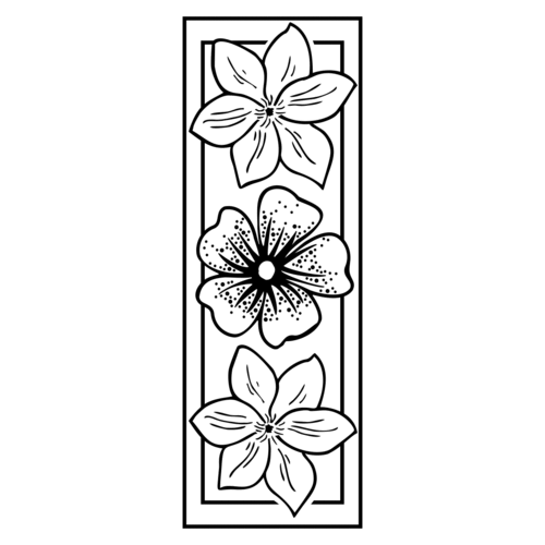 G410C Three Flower Frame - Wood Mounted Stamp