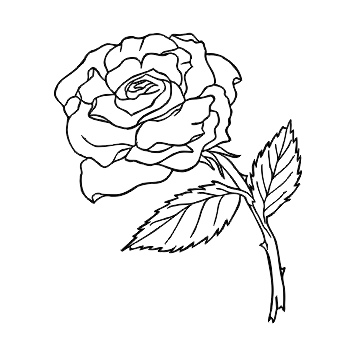 G33F Rose Single Small - Wood Mounted Stamp