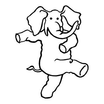 K33D Dancing Elephant - Wood Mounted Stamp
