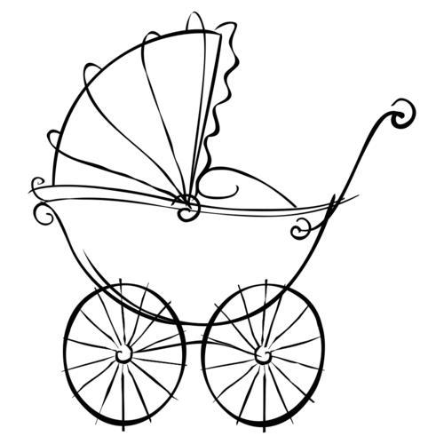 K88B Pram 3 Large - Wood Mounted Stamp