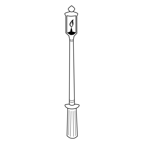 M210A Lamp Post - Wood Mounted Stamp