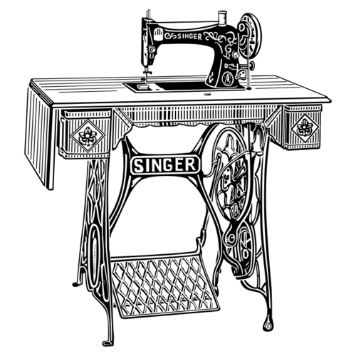 M66D Sewing Machine - Wood Mounted Stamp