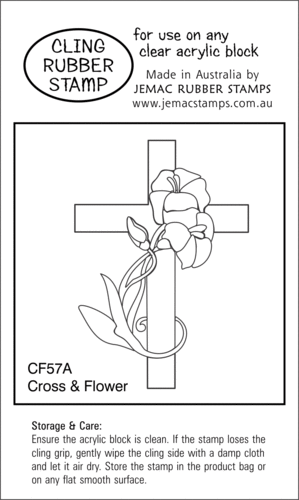 CF57A Cross & Flower - Cling Stamp