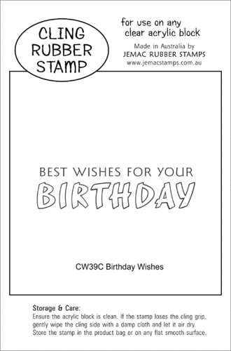 CW39C Birthday Wishes - Cling Stamp