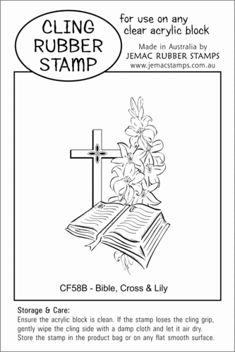 CF58B Bible, Cross & Lilly - Cling Stamp