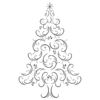 X811A Swirl Christmas Tree - Wood Mounted Stamp