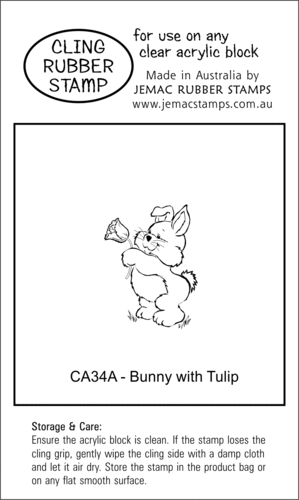 CA34A Bunny with Tulip - Cling Stamp