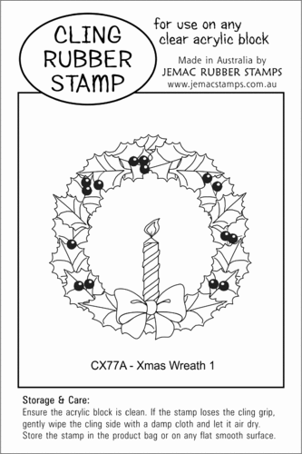 CX77A Xmas Wreath 1 - Cling Stamp