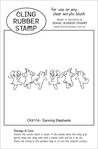 CK411A Dancing Elephants - Cling Stamp