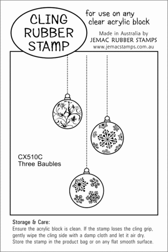 CX510C Three Baubles - Cling Stamp