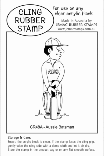 CR48A Aussie Batsman - Cling Stamp