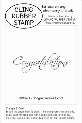 CW37G Congratulations Script - Cling Stamp